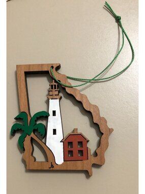 Lighthouse Wall Hangings Wooden State Red Green Christmas Tree Ornaments